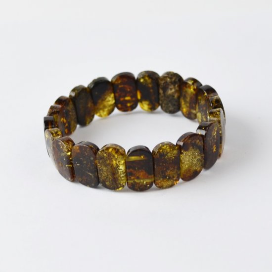 Classic shape medium green amber bracelet